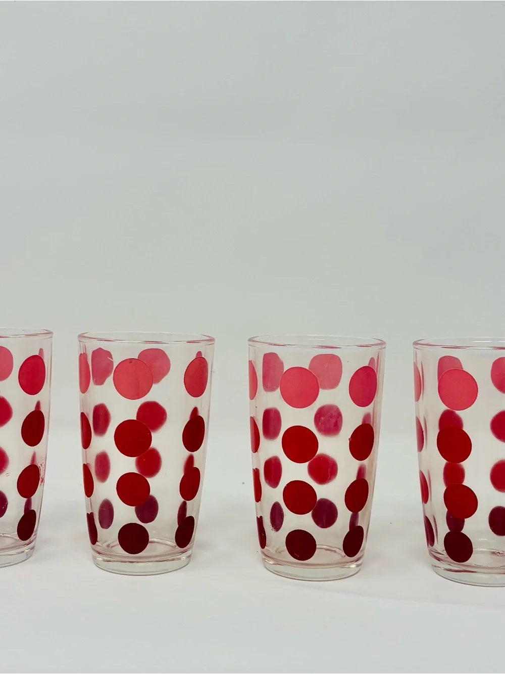 Vintage Red Polka Dot Glass Tumbler Set - Vintage